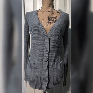 Y2K ​Mossimo Supply Co. Women's L Gray V-Neck Button Front Cardigan Sweater